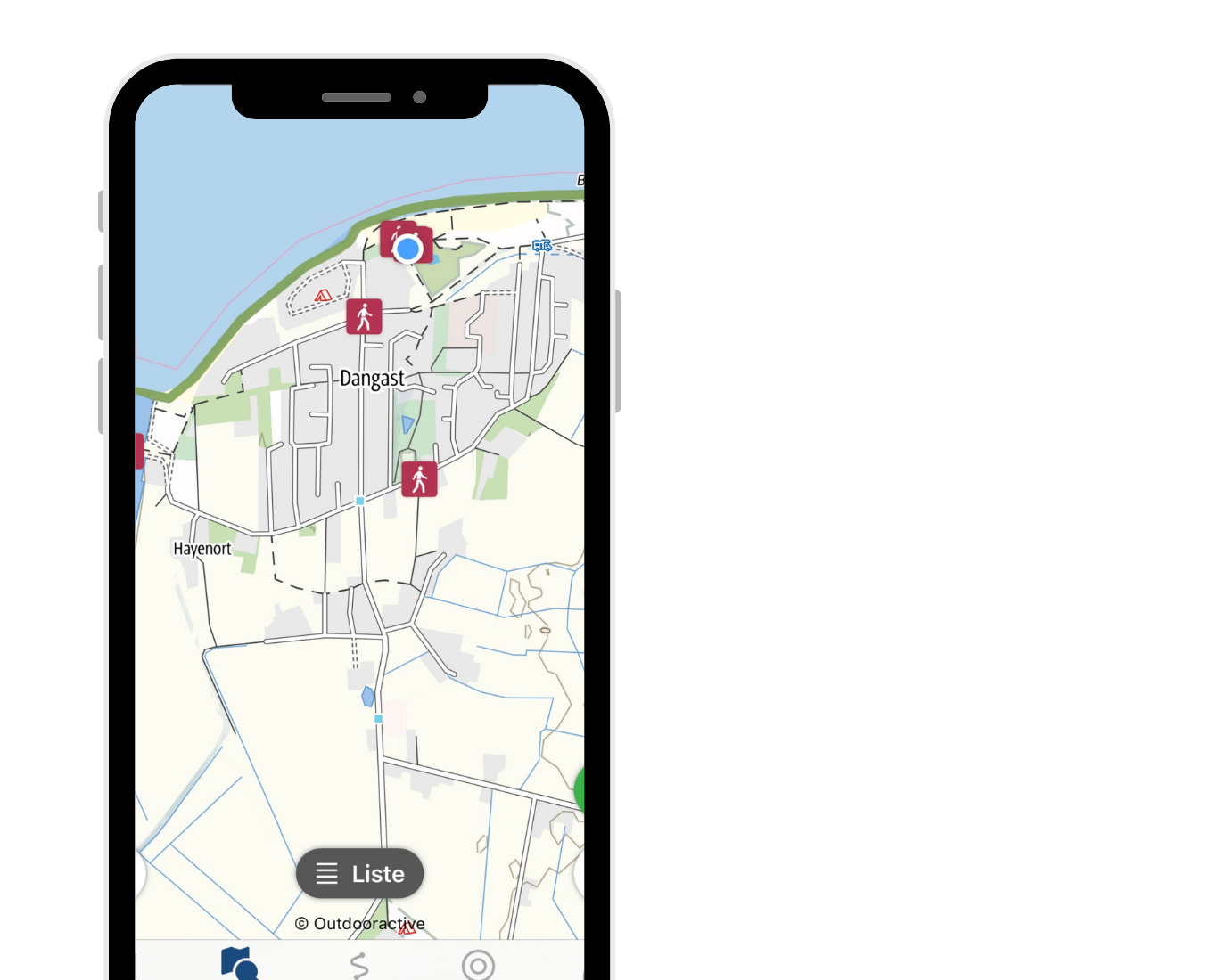 Karte in der App Grenzenlos aktiv